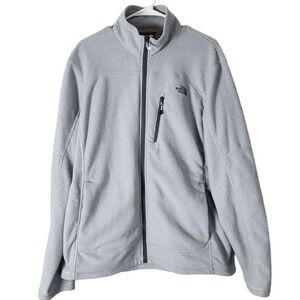 The North Face Full Zip Fleece Sweatshirt Mens Size L Gray Waffle Knit IMPERFECT